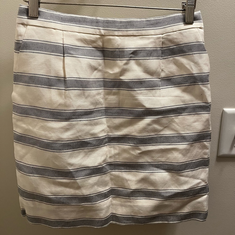 J. Crew Salon Mini Skirt in Fresh Cream Stripe, Size 0.
